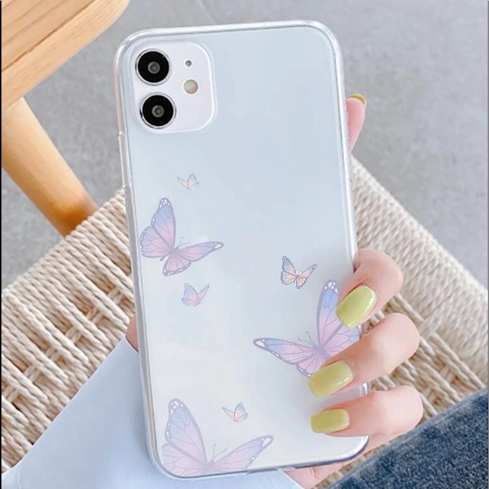 New iPhone 13 Pro Holographic Butterfly Print Clear Soft Phone Case Apple